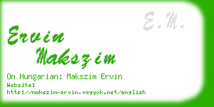 ervin makszim business card